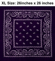 Purple Paisley Design XL 26" X 26" Cotton Scarf Bandana