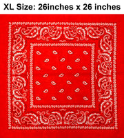 Red Paisley Design XL 26" X 26" Cotton Scarf Bandana