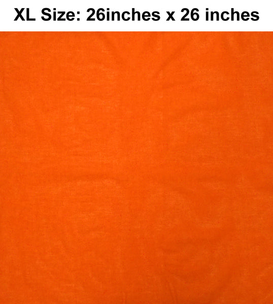 Solid Orange Design XL 26" X 26" Cotton Scarf Bandana