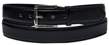 2X to 5X Black Stitched Leather Belt with Removable Belt Buckle