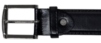 2X to 5X Black Stitched Leather Belt with Removable Belt Buckle