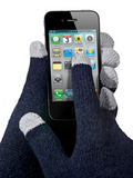 Touch Screen - Black Knitted Winter Warm Stretch Gloves One Size