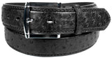 Black Faux Ostrich Skin Stitched Leather Belt