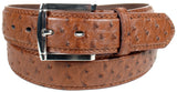 Dark Brown Faux Ostrich Skin Stitched Leather Belt