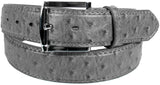Light Gray Faux Ostrich Skin Stitched Leather Belt