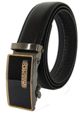 Men Automatic Ratchet Click Lock Belt Genuine Leather Design Style Buckle