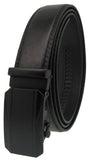 Men Leather Automatic Ratchet Click Lock Matte Black Buckle Belt Style:CAG05