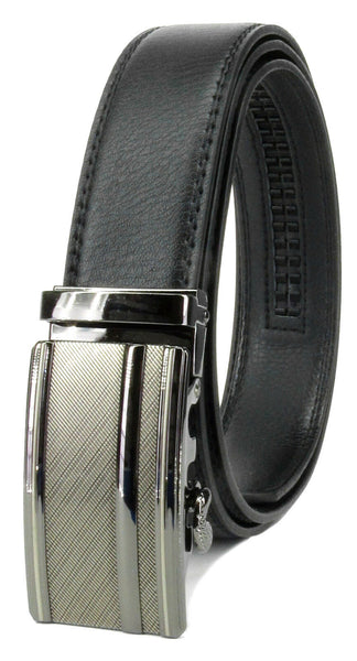Men Genuine Leather Automatic Ratchet Click Lock Buckle Belt Designer Style:706