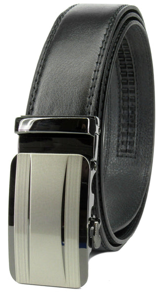 Men Genuine Leather Automatic Ratchet Click Lock Buckle Belt Designer Style:602