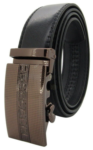 Men Genuine Leather Automatic Ratchet Click Lock Buckle Belt Designer Style:A901
