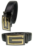 Men Automatic Ratchet Click Lock Belt Buckle Genuine Leather Design Style A40