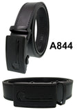 Men Automatic Ratchet Click Lock Black Belt G Buckle Genuine Leather Style A844