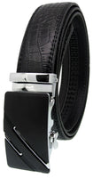 Men Automatic Ratchet Click Lock Black Belt G Buckle Genuine Leather Style A58