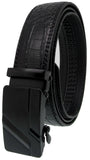 Men Automatic Ratchet Click Lock Black Belt G Buckle Genuine Leather Style A60