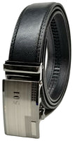 Men Automatic Ratchet Click Lock Black Belt 501 Buckle Genuine Leather Style 501