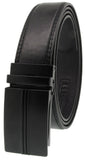 Men Leather Automatic Ratchet Click Lock Matte Black Buckle Belt Style:CAG06