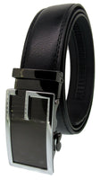 Men Automatic Ratchet Click Lock Belt Buckle Genuine Leather Design Style A34