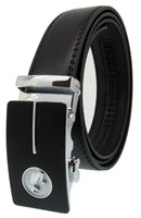 Men Automatic Ratchet Click Lock Black Belt G Buckle Genuine Leather Style A843
