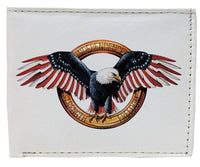 USA America Bald Eagle Independence Leather Bi-Fold Bifold Wallet