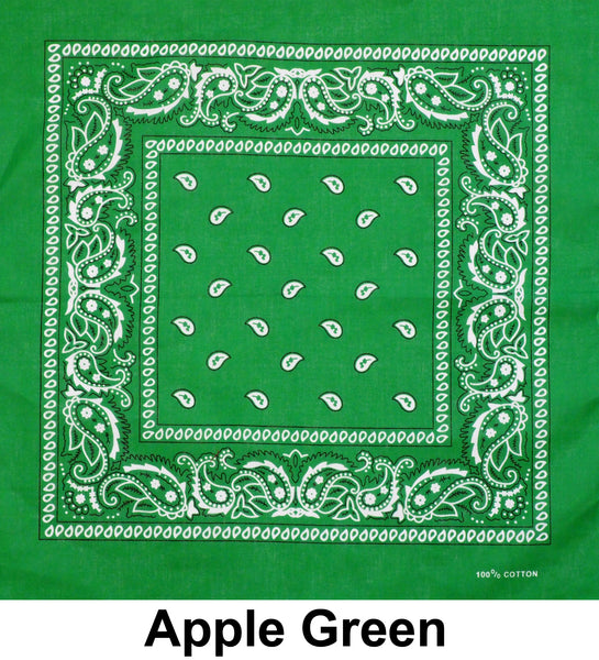 Apple Green Paisley Print Designs Cotton Bandana