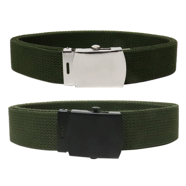 Army Green Adjustable Canvas Military Web Belt With Metal Buckle 32" to 72"