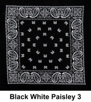 Black White Paisley 3 Print Designs Cotton Bandana