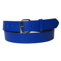 Blue Bonded Leather Belt with Removable Belt Buckle
