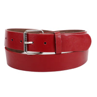 Dark Red Bonded Leather Belt with Removable Belt Buckle