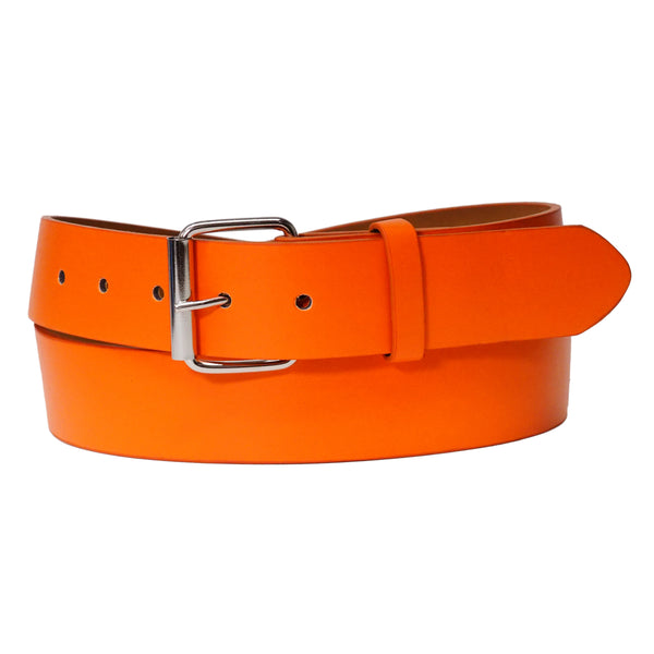 Orange Bonded Leather Belt with Removable Belt Buckle