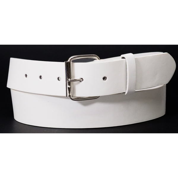 White Bonded Leather Belt with Removable Belt Buckle