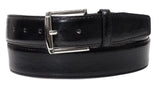 Men Black Leather Money Belt with Secret Hidden Zipper Compartment Bills Keys