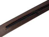 Men Brown Leather Money Belt with Secret Hidden Zipper Compartment Bills Keys