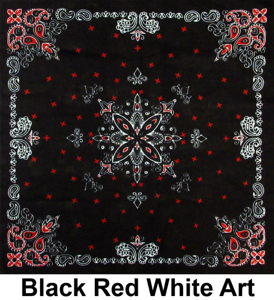 Black White Red Art Design Print Cotton Bandana (22 inches x 22 inches)