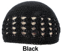 Black KUFI Crochet Beanie Skull Cap Knit Hat Muslim Islamic Prayer New 100% Cotton