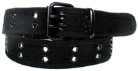 Black 2 Holes Row Metal Grommets Stitched Canvas Fabric Military Web Belt