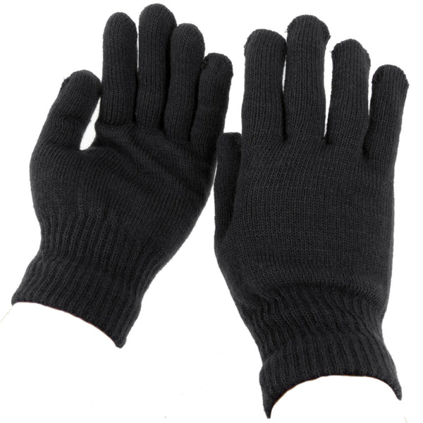 Black Knitted Winter Warm Stretch Gloves One Size