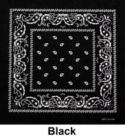 Black Paisley Print Designs Cotton Bandana