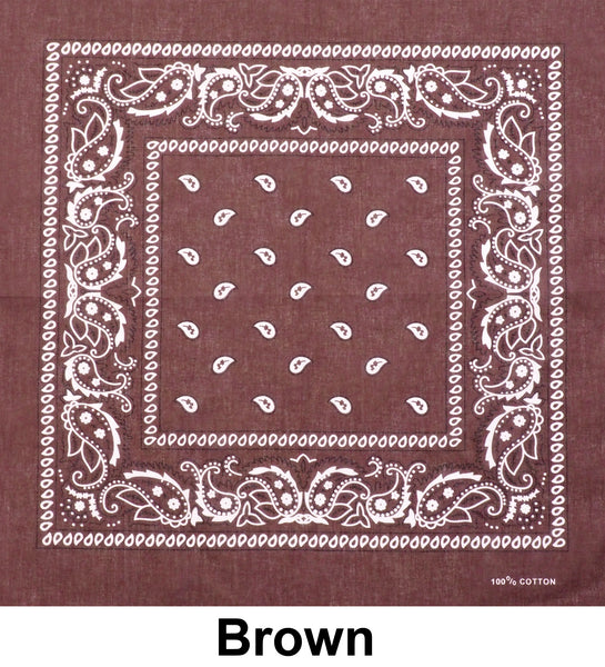 Brown Paisley Print Designs Cotton Bandana (22 inches x 22 inches)