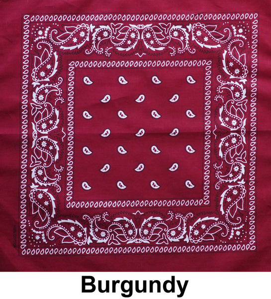 Burgundy Paisley Print Designs Cotton Bandana