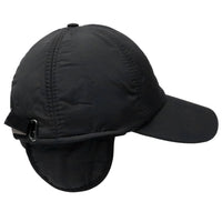 Black Baseball Cap Fleece Interior Winter Warm Hat with Ears Flap Protection