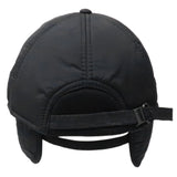 Black Baseball Cap Fleece Interior Winter Warm Hat with Ears Flap Protection
