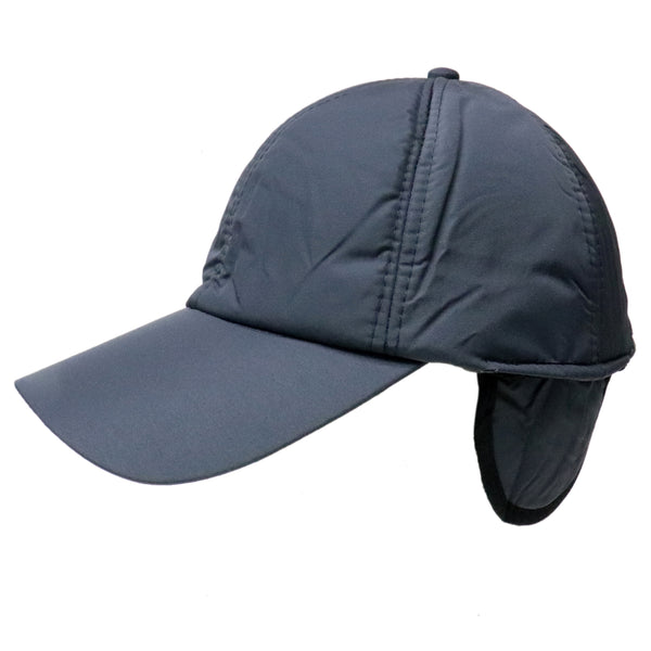 Charcoal Baseball Cap Fleece Interior Winter Warm Hat with Ears Flap Protection