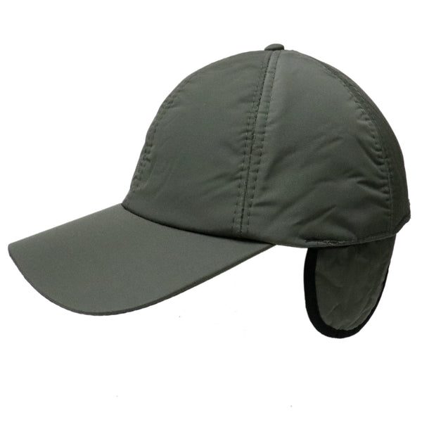 Green Baseball Cap Fleece Interior Winter Warm Hat with Ears Flap Protection