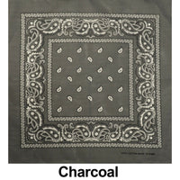 Charcoal Paisley Design Print Cotton Bandana