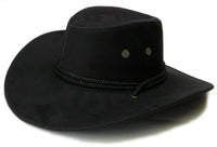 Black Fedora Panama Western Cowboy Upturn Wide Brim Faux Leather Hat