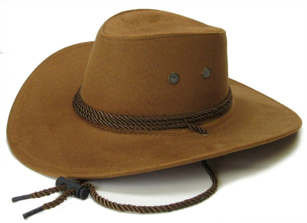 Brown Fedora Panama Western Cowboy Upturn Wide Brim Faux Leather Hat
