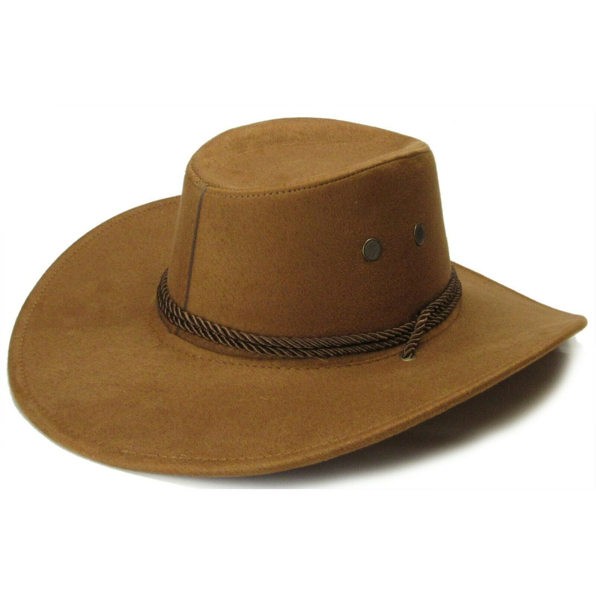 Brown Fedora Panama Western Cowboy Upturn Wide Brim Faux Leather Hat ...