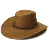 Brown Fedora Panama Western Cowboy Upturn Wide Brim Faux Leather Hat