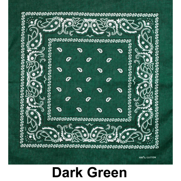 Dark Green Paisley Print Designs Cotton Bandana