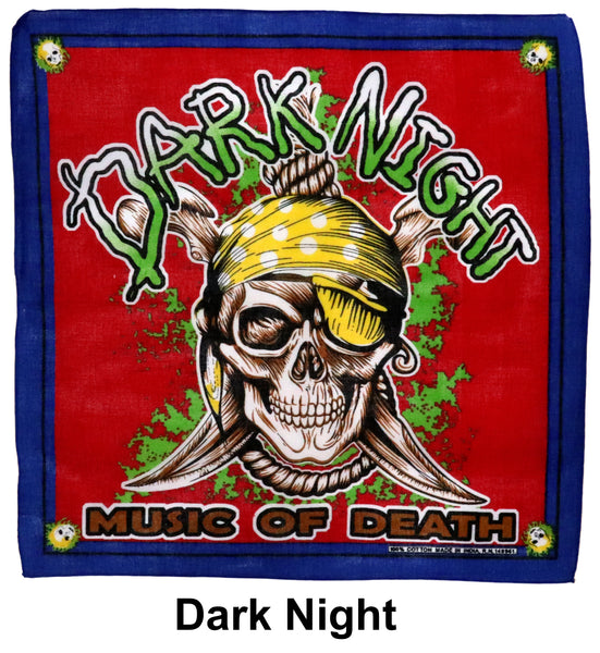 Dark Night Skull Head Design Print Cotton Bandana (22 inches x 22 inches)